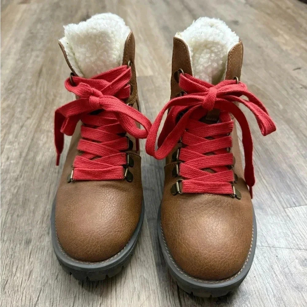 True Craft • Red Lace Cognac Hiking Boots